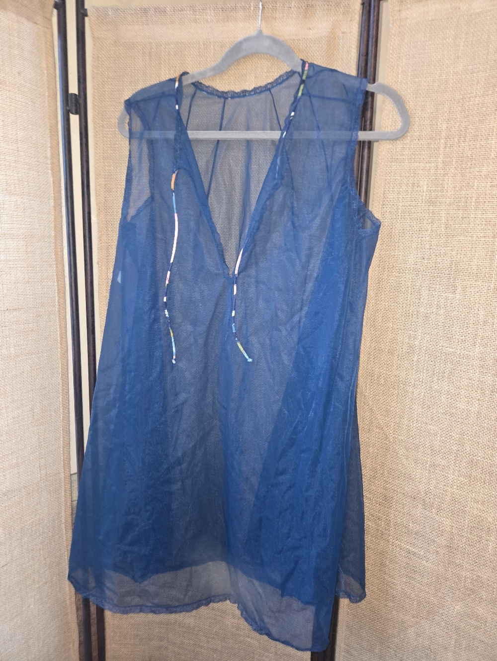 Vintage Vanity Fair Women’s Blue Sheer Lingerie Nightgown Nightie Small